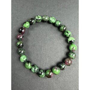 Natural Ruby Zoisite Stretch Bracelet 8mm Beads Stone Crystal Glows 6.75"